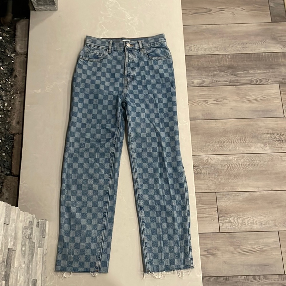 Size 26 Pacsun checkered blue jeans! Never worn and in perfect condition